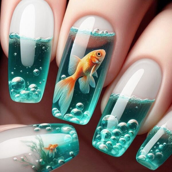 3D Aquarium Goldfish Nail Art Set