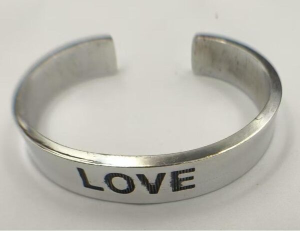 Minimalist Engraved "LOVE" Open Cuff Bracelet